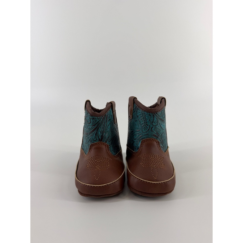 Ariat Infant Western Boots Brown Turquoise Floral Embossed Soft Sole Crib Shoes